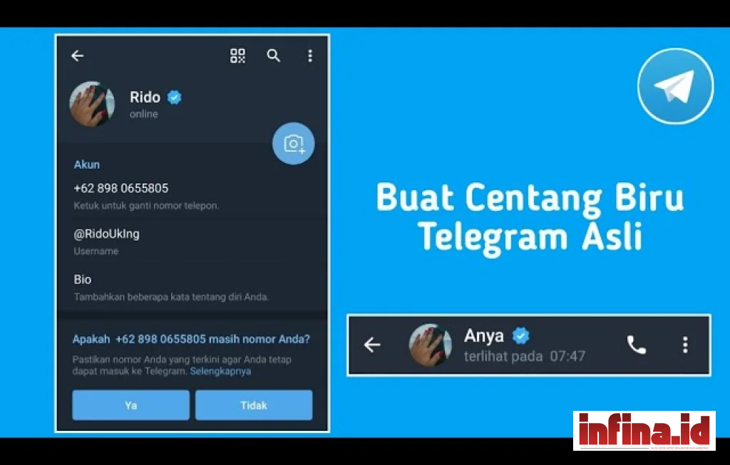 cara dapat centang biru Telegram
